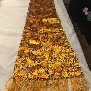 Beautiful long silk scarf from China. Gold tone.